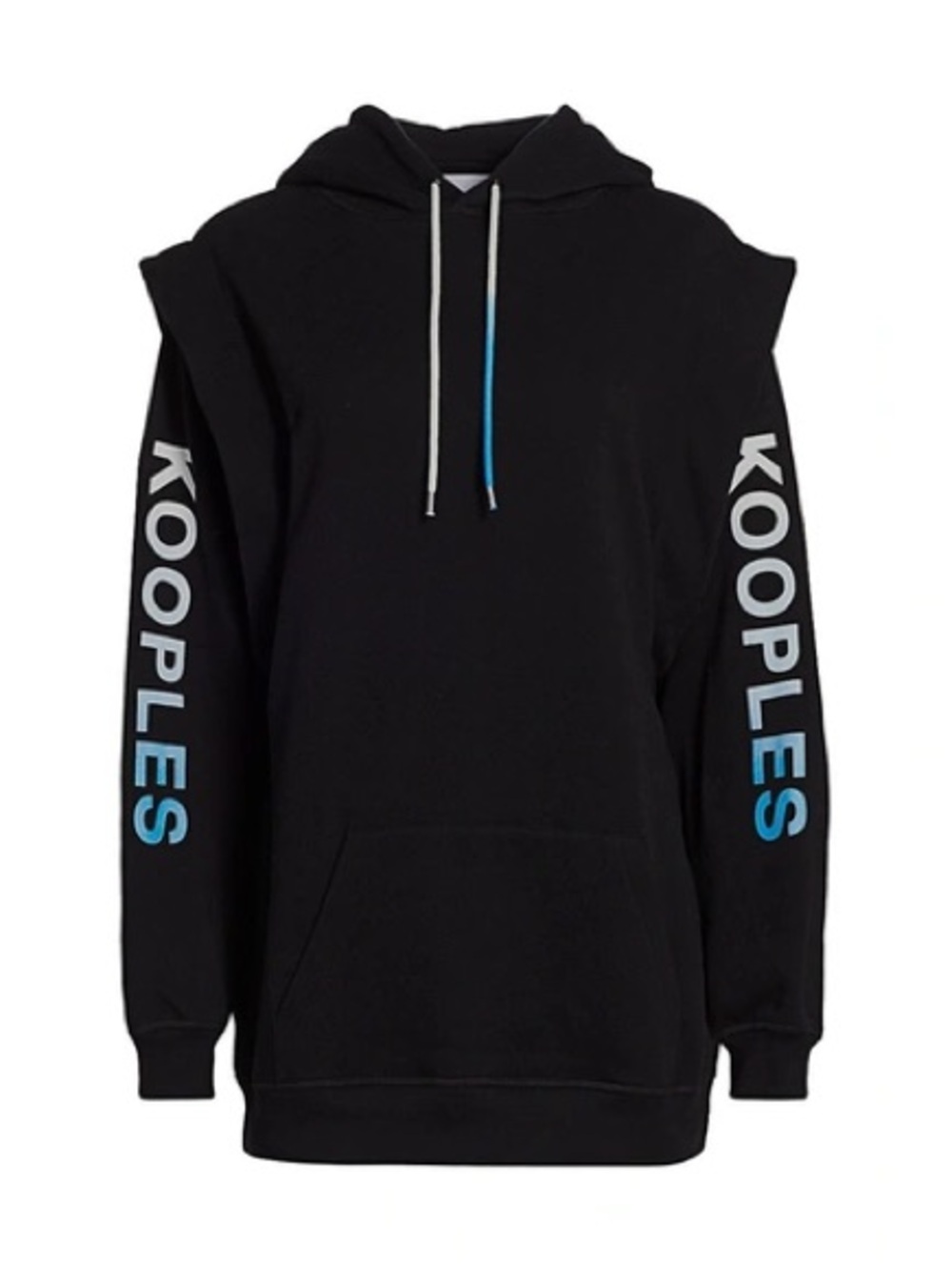 The Kooples Black Crewneck Hoodie with Blue Logo Sleeves